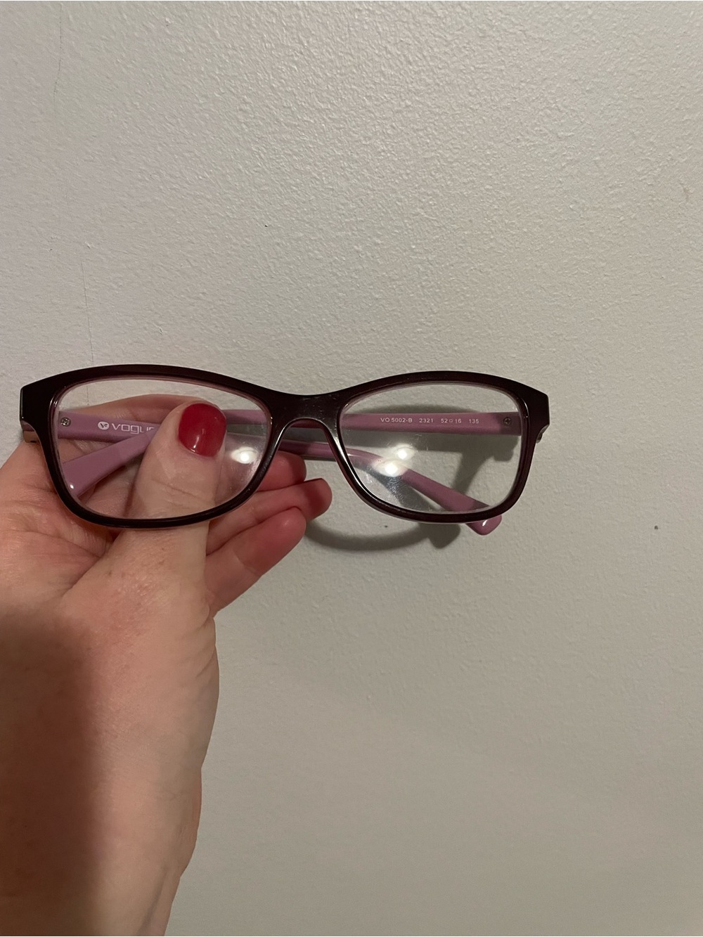 Vogue Cat-Eye Glasses in Plum Front with Pink Temples